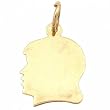 Girl Head Silhouette Charm 14K Gold 17.5mm