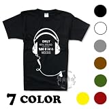 プチロックヘッドフォンイラストプリントロゴ半袖メンズTシャツ イラスト