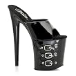 8 Inch Heel Sexy High Platform Shoes Black Buckles Slide