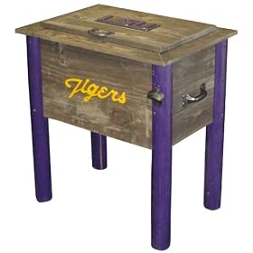 LSU Louisiana State University Tigers Rustic Wood Cooler