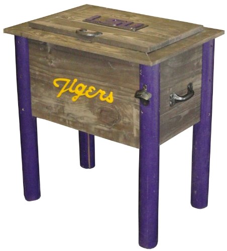 LSU Louisiana State University Tigers Rustic Wood Cooler