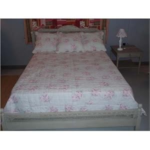 Romantic Shabby Roses Whole Cloth Kingsize Quilt+shams