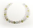 Peridot, Aqua, Pink Flower, CZ Silver Bracelet