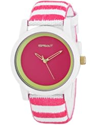 Sprout Womens ST/5523PKPK Pink Dial and Striped Organic Cotton Strap Watch