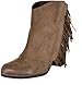 Qupid Women's Sake11 Taupe Suede Fringe Almond Toe Ankle Bootie Size 7.0 M US