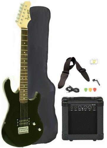 Full Size Black Electric Guitar with Amp, Case and Accessories Pack Beginner Starter Package