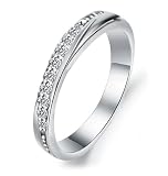 Elegant White Gold Plated Semi-Eternity Wedding Anniversary CZ Cubic Zirconia Ring Band (Available sizes: 5, 5.5, 6, 6.5, 7, 7.5, 8)