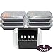 IBBM Food Storage with Lids - Reusable & Microwavable Single Compartment - 32-Ounce - 6 Pack - Black