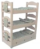 18 Inch Doll Triple Bunk Bed - Furniture Made to Fit American Girl or Other 18