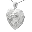 Sterling Silver Etched Heart Locket Necklace