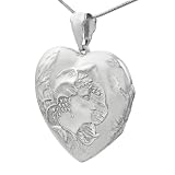 Sterling Silver Etched Heart Locket Necklace