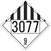 NMC DL148BUV50, DOT Placard Sign,"3077" (3 Packs of 50 pcs)