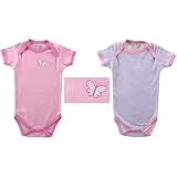 Butterfly & Stripes 2-Pack Baby Bodysuits, 3-6 months
