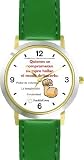 Habit 1 - Those Committed #2 (Spanish Text) - DELUXE TWO-TONE WATCH from THE 7 HABITS - WATCH COLLECTION BY WATCHBUDDY&reg; - Arabic Numbers - Green Leather Strap-Size-Women's Size-Small