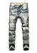 Feeson Mens Vintage Casual Ripped Broken Hole Jeans Denim Jogger Pants Plus Light Blue 38