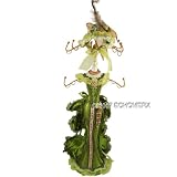 Victorian Jewelry Stand Green 17.5 Inches Bustle Train Dress w/hat