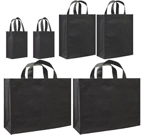Reusable Gift Bags, Black Variety 6 Pack