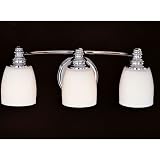 Murray Feiss Three-Light Bentley Vanity Strip, Chrome with Opal White Etched Glass Shades # VS7403-CH