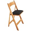 Natural Wood Poker Chair with Black Nylon Upholstery