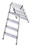 HAILO 8655-001 Aluminium Sicherheits Doppelstufenleiter 2 x 5 Aluminiumstufen