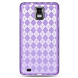 Flexi Gel SKin TPU PURPLE With CHECKERED PLAID Design Glove Soft Cover Case ....