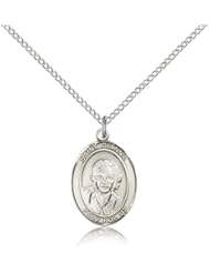 .925 Sterling Silver Saint St. Gianna Medal Pendant 3/4 x 1/2 Inches -8322- Comes with a .925 Sterling Silver Lite Curb Chain Neckace And a Black velvet Box