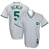 Johnny Bench Cincinnati Reds White/Green Cooperstown Replica Jersey