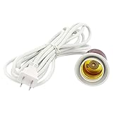 uxcell ランプホルダー ライトソケット　米国 プラグ AC 110-250V ホワイト 2.1M E27 ケーブル付き