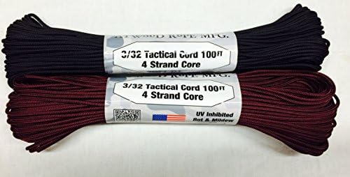 2 Piece Set - 100' 275 Tactical Cord (Black, Maroon)