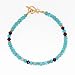 Blue Apatite, Garnet, and Turquoise Gemstone Beaded Toggle Bracelet with Gold Vermeil Accents, 7 1/4" Length, #7523