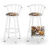 2 Chicken Specialty / Custom White Barstools with Backrest Set