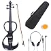 Cecilio 4/4 CEVN-3BK Solid Wood Electric/Silent Violin with Ebony Fittings in Style 3 - Full Size - Black Metallic