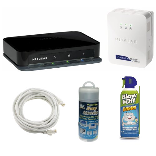 Netgear XAVB5004 Home Theater Internet Connection Kit + 14FT CAT5E Network Cable + Shammy Cloth + Air Duster