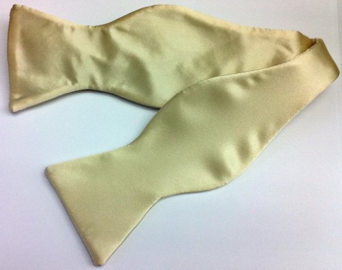 100% Pure Silk Self Tie Solid Ivory Bowtie with Adjustable Neck