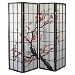 Black 4 Panel Plum Blossom Screen Room Divider