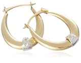 Image of 9ct Yellow Gold AMC104492 Ladies 0.01ct Diamond Creole Earrings
