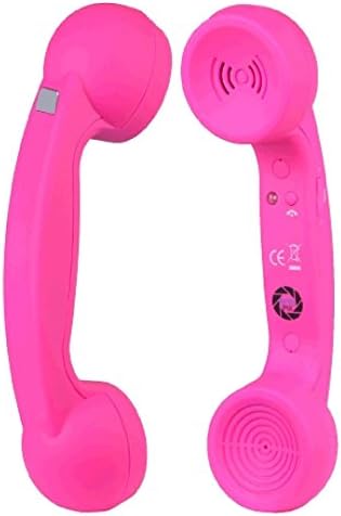 Retro Cell Phone Handset / Headset for Bluetooth enabled mobile phones & devices such as Apple iPhone 5, iPhone 4, iPads, iPods, Android mobile phones such as Samsung Galaxy S4, S III, (S3), Note, Nokia Lumia & others, LG, Blackberry, Motorola, Google Nexus, Huawei Ascend, Android Tablets & others, (soft, silky hot pink finish)