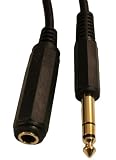 1/4 Inch (6.3mm) Stereo Male to Female Headphone Microphone Extension Cable Gold Plated 6 Ft