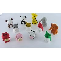 12 Japanese Iwako Puzzle Erasers: 7 Zoo Animals, 4 Holiday Set Special Colors Hamsters, 1 Red Happy Valentine Prince Love Frog. Great Party Favors, Cake Decorations, Miniature Doll House Decorations. Gifts of All Occasions.
