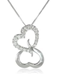 10k White Gold Open Heart Diamond Pendant Necklace (1/5 cttw, H-I Color, I1-I2 Clarity), 18"