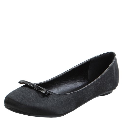 Oxton Bow Front Satin Ballet Flats BLACK