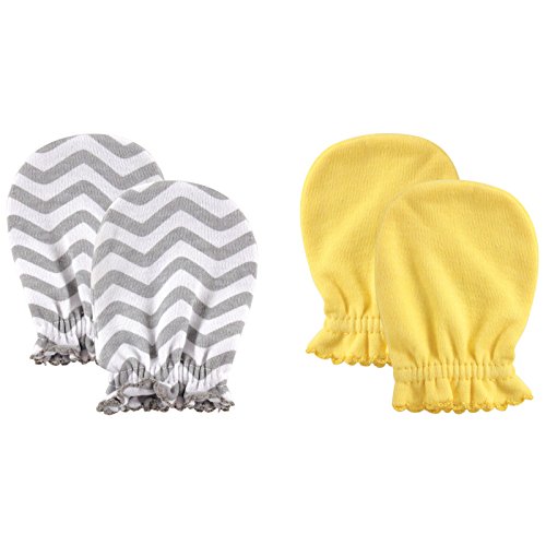 Luvable Friends 2-Pack Scratch Mittens, Yellow Chevron
