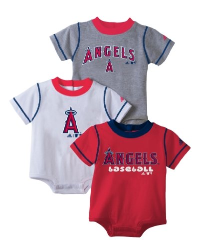 MLB Unisex Infant/Toddler Anaheim Angels 3-Piece Body Suit Set, White/Ash, Large (24 Months)