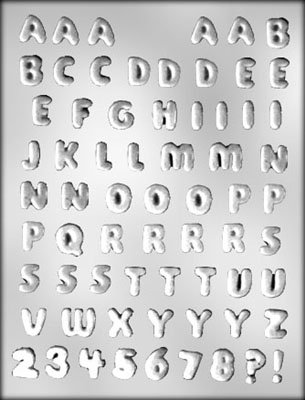 BLOCK STYLE CAPITAL LETTERS & NUMBERS CHOCOLATE MOLD