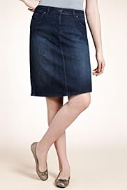 Plus Cotton Rich Denim Button Skirt