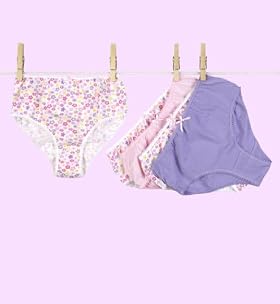 5 Pack - Younger Girls' Pure Cotton Assorted Briefs