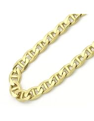 14K Gold 4mm Italian Flat Mariner Link Chain Necklaces ( Available Length 18", 20", 22", 24")