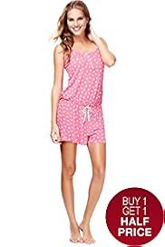 Contrast Drawstring Spotted Playsuit