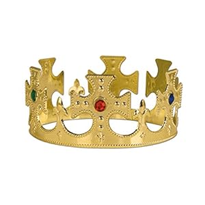 Plastic Jeweled Gold Crown (6 Pcs) [Toy]