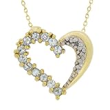 18K Over Sterling Silver .60 CTW Blue Topaz  Diamond Heart Pendant